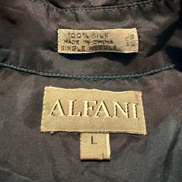 Alfani 100% Silk Tie Dye Button Down Shirt Single Needle Mens Size L - Picture 6 of 9